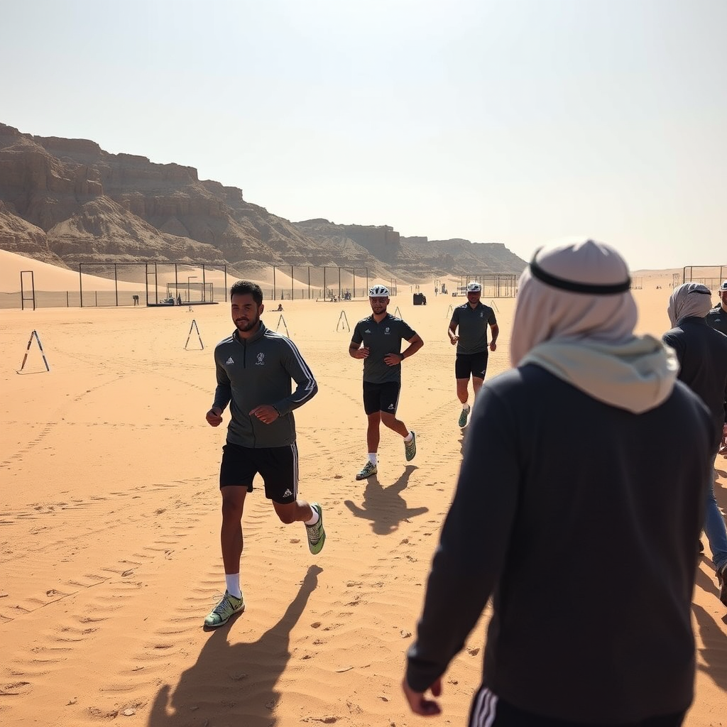رياضيون يتدربون في المناخ الصحراوي لدولة الإمارات مع معدات تدريب متخصصة